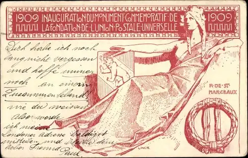 Ganzsachen Ak Schweiz, Fondation de l'Union Postale Universelle, Inauguration du Monument 1909