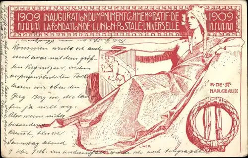 Ganzsachen Ak Schweiz, Fondation de l'Union Postale Universelle, Inauguration du Monument 1909