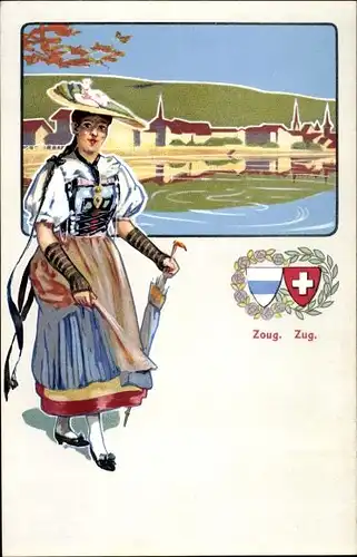 Wappen Ak Kanton Zug, Frau in Volkstracht