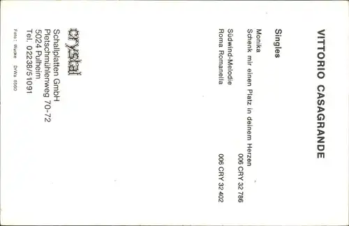 Ak Sänger Vittorio Casagrande, Portrait, Autogramm