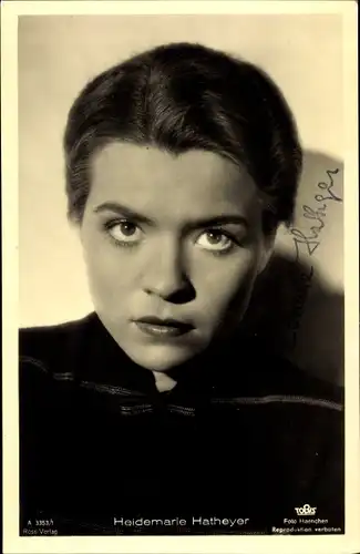 Ak Schauspielerin Heidemarie Hatheyer, Portrait, Autogramm