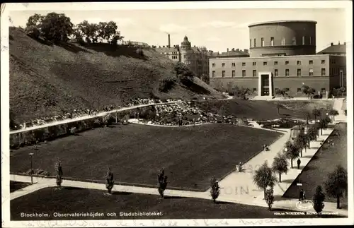 Ak Stockholm Schweden, Observatoriehöjden och Stadsbiblioteket