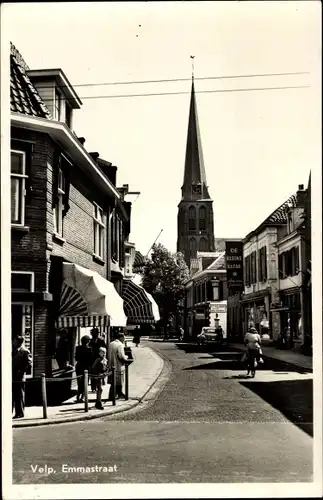 Ak Velp Gelderland Niederlande, Emmastraat, Kirchturm