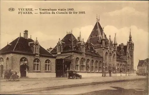 Ak Furnes Veurne Westflandern, Station du Chemin de fer 1895