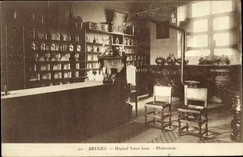 Ak Bruges Brügge Flandern Westflandern, Hopital Saint Jean, Pharmacie