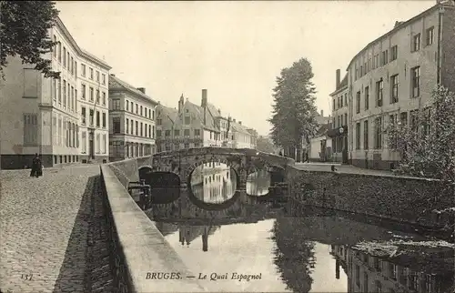 Ak Bruges Brügge Flandern Westflandern, Le Quai Espagnol