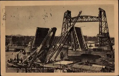 Ak Rotterdam Südholland Niederlande, Hefbrug en Koningsbrug