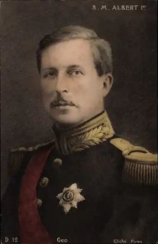 Ak König Albert I. von Belgien, Portrait