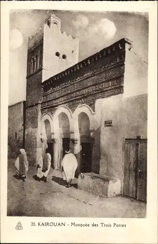 Ak Kairouan Tunesien, la Mosquee des Trois Portes