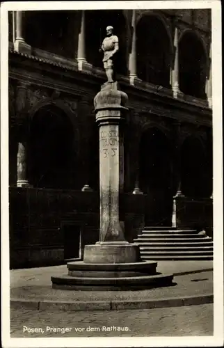 Ak Poznań Posen, Pranger vor dem Rathaus