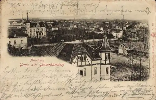 Ak Großröhrsdorf im Kreis Bautzen, Mitteldorf, Villen