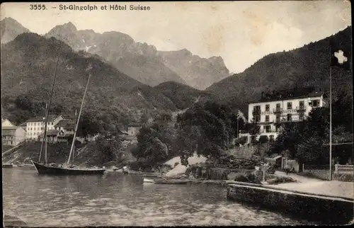 Ak Saint Gingolph Kanton Wallis Schweiz, Hotel Suisse