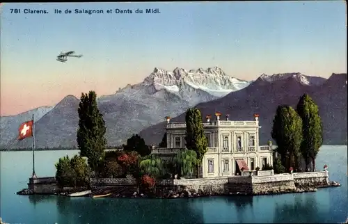 Ak Clarens Montreux Kanton Waadt, Ile de Salagnon et Dents du Midi