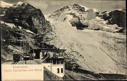 Ak Kanton Bern, Jungfrau, Jungfraubahn, Station Eigergletscher und Mönch