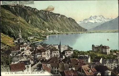 Ak Montreux Kanton Waadt Schweiz, Luftbild vom Ort