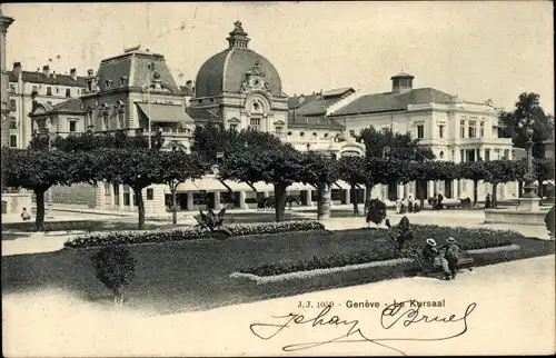Ak Genf, Blick auf den Kursaal mit Parkanlage, Menschen