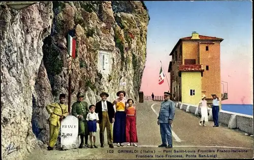 Ak Grimaldi di Ventimiglia Liguria, Pont Saint Louis, Frontiere Franco-Italienne