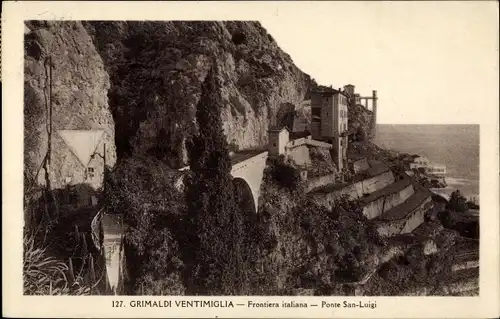Ak Grimaldi di Ventimiglia Liguria, Frontiera italiana, Ponte San Luigi