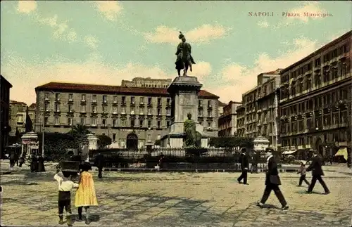 Ak Napoli Neapel Campania, Piazza Municipio