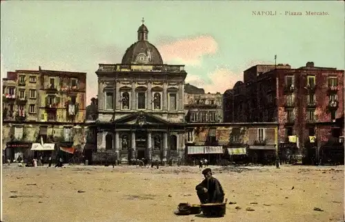 Ak Napoli Neapel Campania, Piazza Mercato