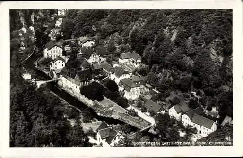 Ak Hřensko Herrnskretschen Elbe Reg. Aussig, Stadtpanorama