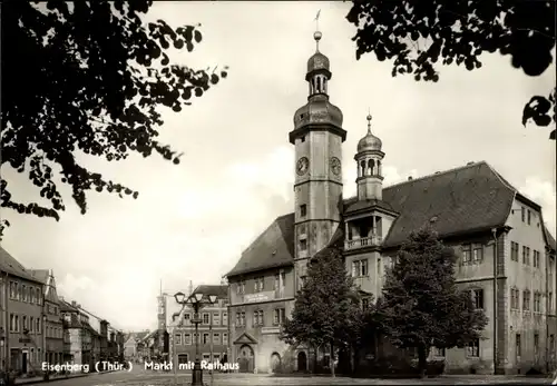 Ak Eisenberg in Thüringen, Markt mit Rathaus