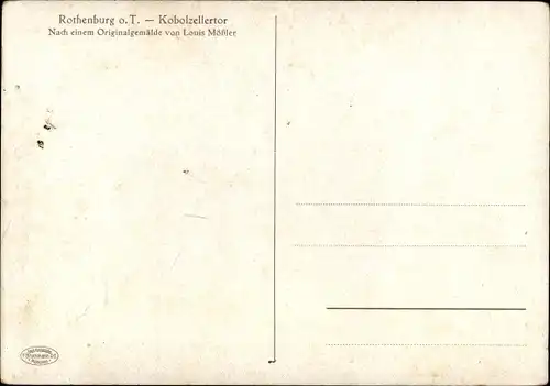 Künstler Ak Mößler, L., Rothenburg ob der Tauber Mittelfranken, Kobolzellertor, Postkutsche