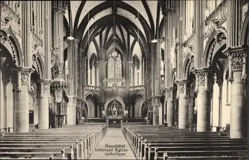Ak Neuchâtel Neuenburg Stadt, Kircheninneres