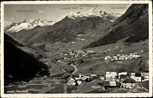 Ak Airolo Kanton Tessin Schweiz, Panorama, Lucendro, San Gottardo, La Fibbia, Rotondo