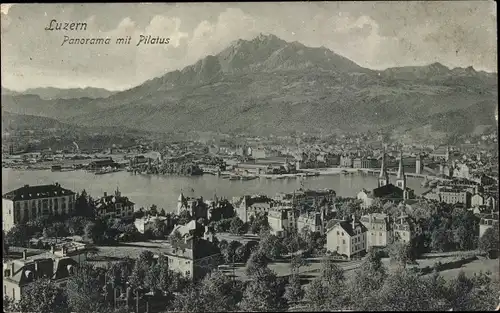 Ak Luzern Stadt Schweiz, Panorama mit Pilatus