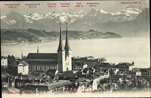 Ak Luzern Stadt Schweiz, Hofkirche, Gebirgskette