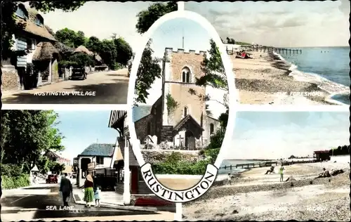 Ak Rustington Sussex England, Village, Foreshore, Sea Lane, Kirche