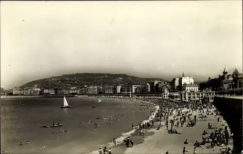 Ak San Sebastian Baskenland, Vue de la Plage, Strandpartie