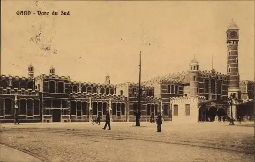 Ak Gent Ostflandern Belgien, Gare de S. Pierre, Bahnhof, Straßenseite