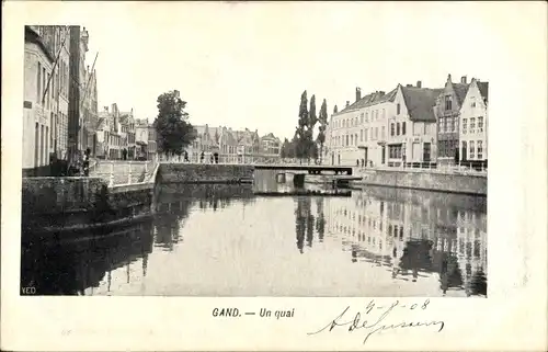 Ak Gand Ostflandern, Un quai, Brücke