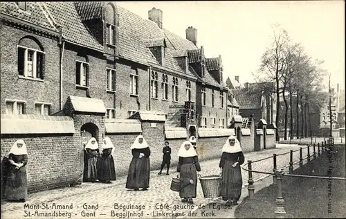 Ak Mont Saint Amand Sint Amandsberg Gent Ostflandern, Beguinage, Linkerkant der Kerk