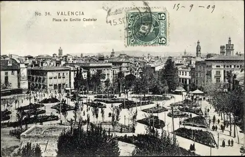 Ak Valencia Stadt Spanien, Plaza de Emilio Castelar