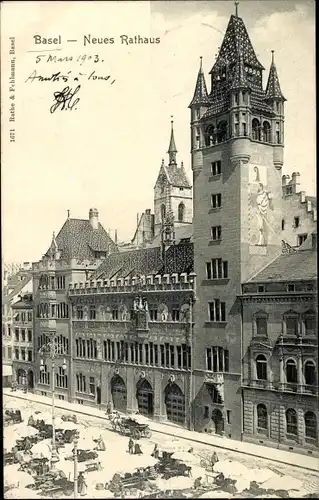 Ak Basel Bâle Stadt Schweiz, Neues Rathaus