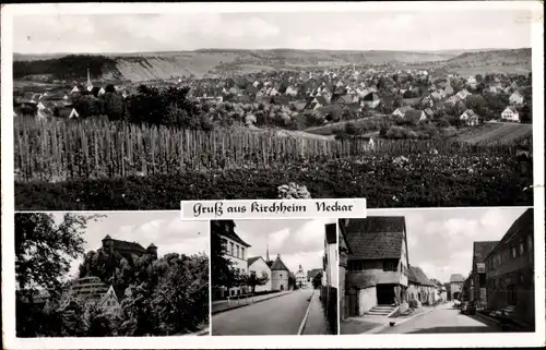 Ak Kirchheim am Neckar,Panorama, Straßenpartie, Schloss