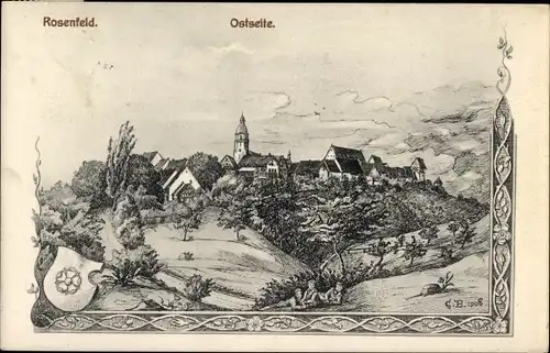 Künstler Ak Rosenfeld im Zollernalbkreis Württemberg, Teilansicht, Ostseite