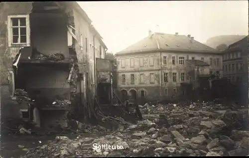 Foto Ak Bad Gottleuba in Sachsen, Unwetterkatastrophe Juli 1927, Hochwasser