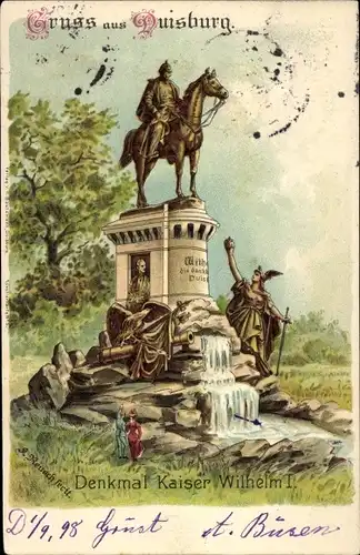 Künstler Litho Reusch, Duisburg im Ruhrgebiet, Denkmal Kaiser Wilhelm I, Neujahr