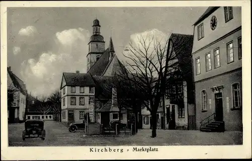 Ak Kirchberg im Hunsrück, Marktplatz, Denkmal, Kirche