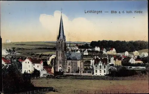 Ak Leichlingen im Rheinland, Blick auf den Ort mit der katholischen Kirche