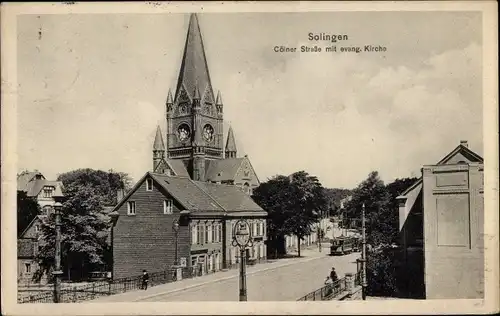 Ak Solingen im Bergischen Land, Kölner Straße, evang. Kirche