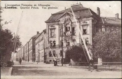 Ak Landau in der Pfalz, L'occupation Francaise en Allemagne, Quartier Pétain, Vue génerale