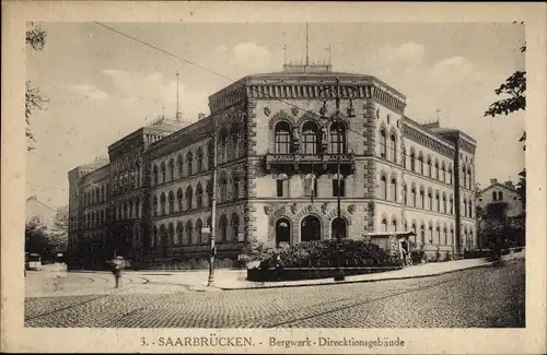 Ak Saarbrücken im Saarland, Bergwerk Direktionsgebäude