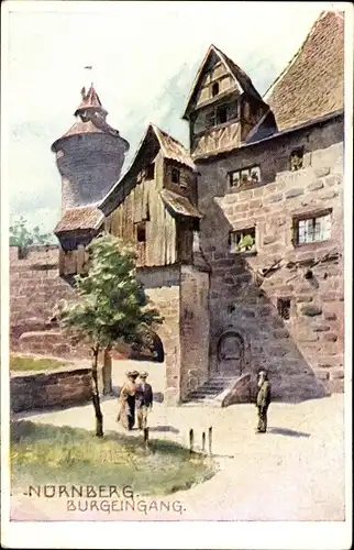 Künstler Ak Nürnberg in Mittelfranken Bayern, Burgeingang