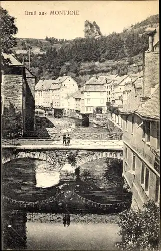 Ak Monschau Montjoie in der Eifel, Panorama mit Brücke