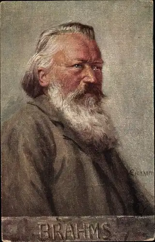 Künstler Ak Eichhorn, Komponist Johannes Brahms, Portrait